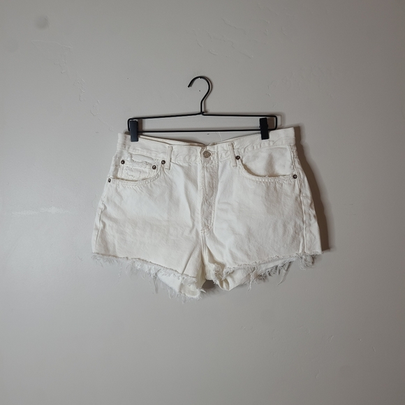 Agolde Parker Vintage Cut Off High Rise White Denim Jean Shorts Size 30 - Picture 4 of 9